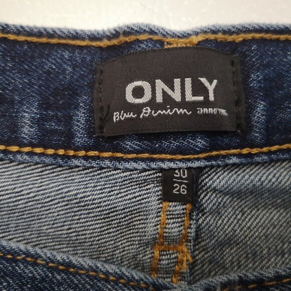 Only Blue Denim Ladies Size 30/26 Hi Rise Ankle Length Button Fly Jeans - Picture 3 of 15